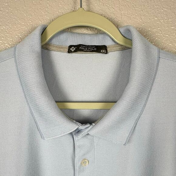 XXL Pique Polo Light Blue Men’s Short Sleeve Collared Shirt Stretch Cotton Top - Picture 3 of 6